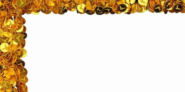 Border Top Left Gold Coins Eagle Symbol White Background Finanse — Zdjęcie stockowe
