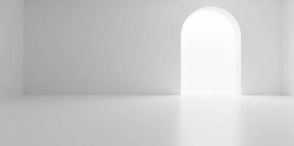 Порожній Білий Інтер Кімнати Відкриттям Дверей Задній Стіні Сучасна Архітектура — стокове фото