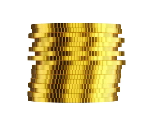 Stapel Von Goldmünzen Isoliert Auf Weißem Hintergrund Finanzen Schatz Oder — Stockfoto