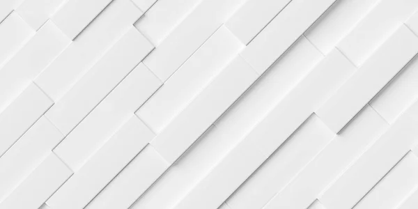 ランダムシフト斜めの白の長い長方形キューブ幾何学的背景壁紙バナーパターンフラットレイ上から上のビュー 3Dイラスト — ストック写真