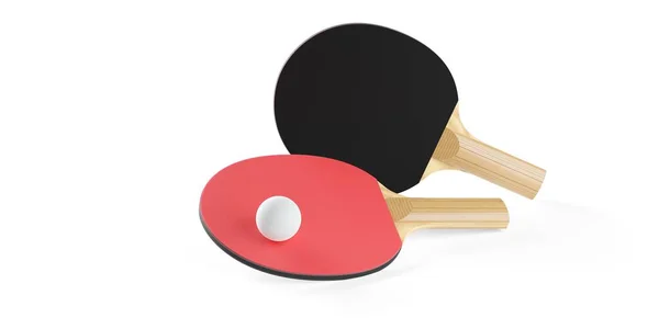 Κόκκινο Και Μαύρο Πινγκ Πονγκ Ρακέτες Ρακέτες Λευκή Μπάλα Πινγκ — Φωτογραφία Αρχείου