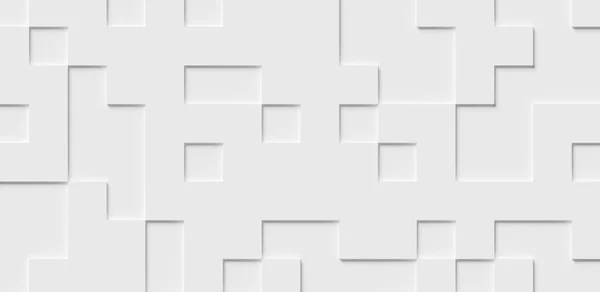 2つのレベルの白の水平四角形のキューブボックスブロック背景壁紙バナーテンプレート 3Dイラストを挿入 — ストック写真