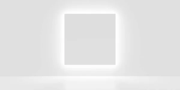 Bianco Vuoto Vuoto Camera Bianca Con Forma Quadrata Retroilluminata Forma — Foto Stock