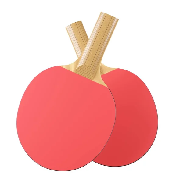 Dos Tenis Mesa Rojo Ping Pong Paddle Raqueta Aislados Sobre —  Fotos de Stock