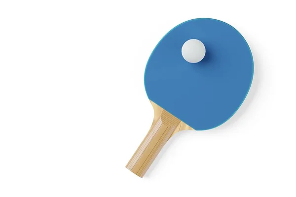 Blue Table Tennis Ping Pong Paddle Racket Table Tennis Ball — Stock Photo, Image