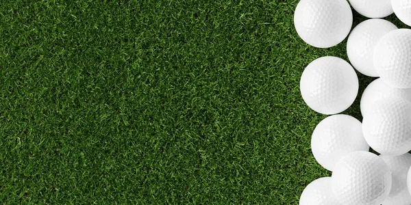 White Golf Ball Borderright Edge Frame Green Grass Background Copy — Stock Photo, Image