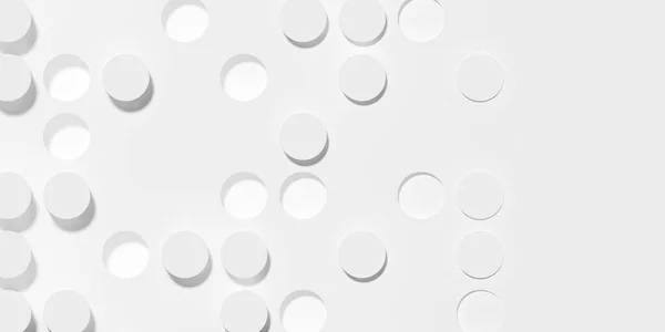 Random Inset Outset White Circle Cylinder Background Wallpaper Banner Pattern — Stock Photo, Image