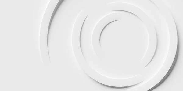 同心円状の回転白いリングや円の背景壁紙バナーフラットコピースペース 3Dイラストで上から上のビューをレイアウト — ストック写真