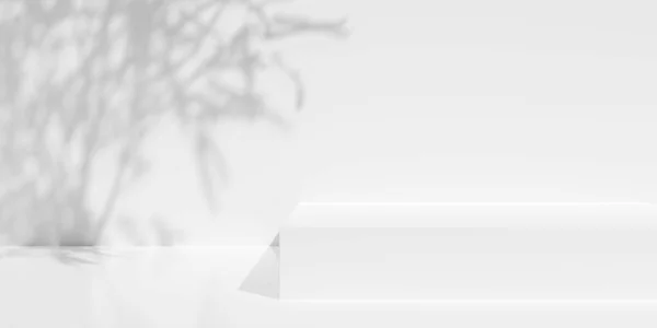 Pódio Vazio Branco Caixa Longa Retângulo Forma Pódio Estrado Fundo — Fotografia de Stock