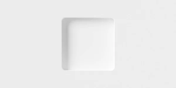 Moderno Mínimo Blanco Único Empotramiento Recortado Redondeado Cuadrado Geométrico Fondo — Foto de Stock