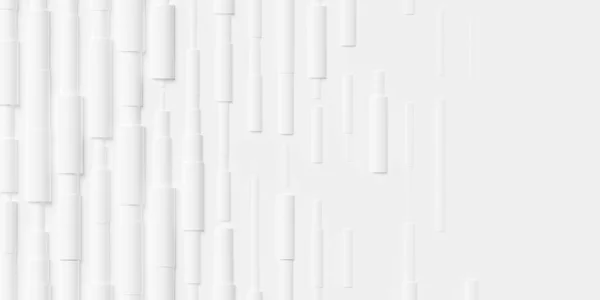 Zufällig Skalierte Reihe Von Weißen Polygon Geometrischen Zylindern Muster Hintergrund — Stockfoto