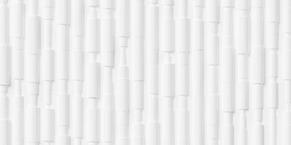 Zufällig Skalierte Reihe Von Weißen Polygon Geometrischen Zylindern Muster Hintergrund — Stockfoto