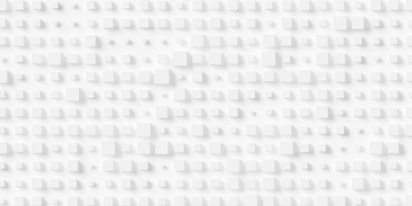 Random Scaled White Cube Boxes Block Background Wallpaper Banner Frame — Stock Photo, Image