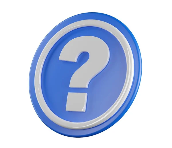 White Question Mark Blue Plaque Isolated White Background Idea Solution — Stock Photo, Image