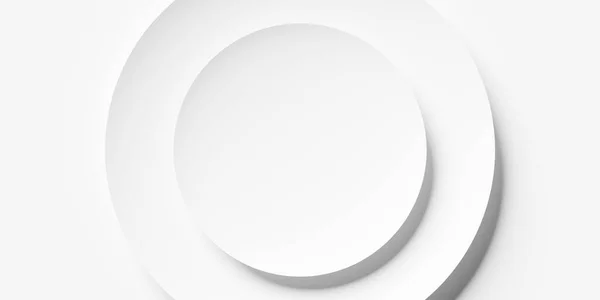 Dwa Duże Białe Papier Wyciąć Okrągłe Koła Geometryczne Kształty Tło — Zdjęcie stockowe
