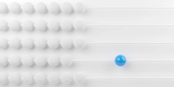 Abacus Met Witte Kralen Een Blauwe Kraal Witte Achtergrond Business — Stockfoto