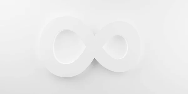 Bianco Simbolo Infinito Eternità Loop Sfondo Bianco Astratto Moderno Minimale — Foto Stock