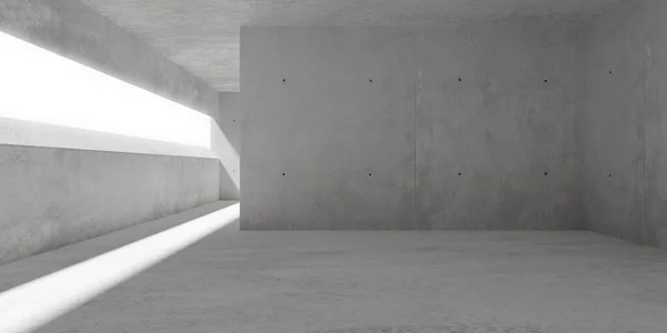 Salle Béton Abstraite Vide Moderne Avec Longue Ouverture Sur Mur — Photo