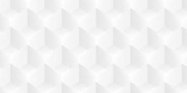 Beyaz izometrik küp veya kutular arkaplan soyut modern minimal şablon, üç boyutlu illüstrasyon