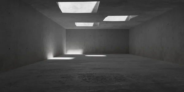 天井と荒い床に不規則な開口部が付いている抽象的な空 現代コンクリート部屋 産業内部の背景のテンプレート 3Dイラスト — ストック写真