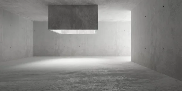 Abstrait Vide Salle Béton Moderne Avec Lumière Carrée Plancher Rugueux — Photo