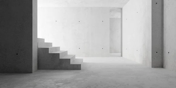 Abstrakter Großer Leerer Moderner Betonraum Mit Treppe Indirektem Licht Und — Stockfoto