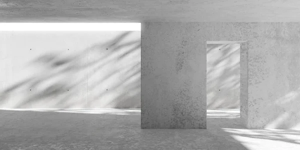 Abstrakter Leerer Moderner Betonraum Mit Wandteiler Sonnenlicht Baumschatten Und Rauem — Stockfoto