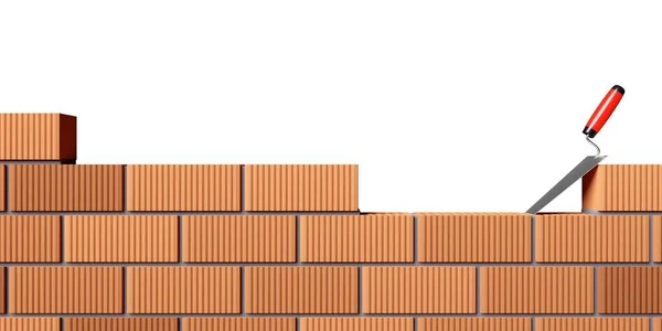 Unregelmäßige Mauerziegel Mauerrand Oder Rand Boden Des Rahmens Mit Kelle Stockbild