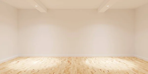 Moderno Quarto Interior Vazio Com Paredes Brancas Fundo Piso Madeira Fotografia De Stock