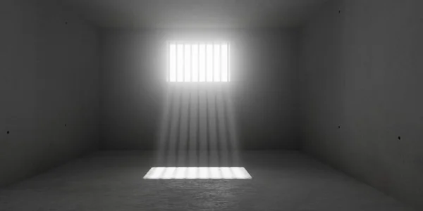 Tomt Mörkt Fängelse Cell Eller Fängelse Med Solljus Strålar Genom Royaltyfria Stockfoton