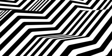 Soyut siyah ve beyaz tek renkli zik-zag üçgenler çizgili çizgi çizgili arka plan şablon düzlemi, optik yanılsama modern şablon, 3 boyutlu illüstrasyon