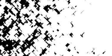 Siyah ve beyaz soyut modern grunge ya da kir teknolojisi kareleri örtüşen desen arkaplan çizimleri kopya alanı ile kaybolur