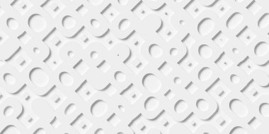 Soyut modern minimal ofset geniş çapraz çember ve kare beyaz desen arkaplan, üç boyutlu illüstrasyon