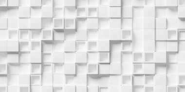 Beyaz küp kutular arkaplan engelleme, rastgele ofset, çerçeve, duvar kağıdı pankart şablonu, 3D illüstrasyon