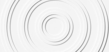 Dalga ofset veya kaydırılmış beyaz eşmerkezli halkalar veya daireler arkaplan duvar kağıdı afiş düz yukarıdan üst görünüm yatıyordu, 3D illüstrasyon