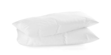 Beyaz zemin üzerinde iki uzun yastık istiflenmiş, üç boyutlu illüstrasyon