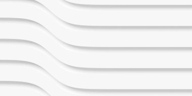 Beyaz basamaklı çizgi geometri arkaplan duvar kağıdı afişi, yukarıdan düz üst görünüm, 3B illüstrasyon