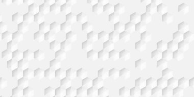 Rastgele dağıtılmış beyaz inset rastgele merkez poligon altıgen veya bal peteği geometri arkaplan duvar kağıdı afişi, düz konum, 3D illüstrasyon