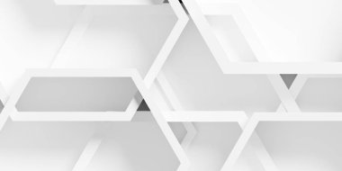 Büyük beyaz altıgen bal peteği çerçeve arkaplan duvar kağıdı afişi kopya alanı, yukarıdan düz yatar, 3D illüstrasyon