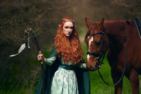 Kostümcü Kız Ormanda Elf — Stok fotoğraf