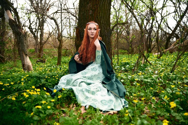 Cosplay Dziewczyna Elf Lesie — Zdjęcie stockowe