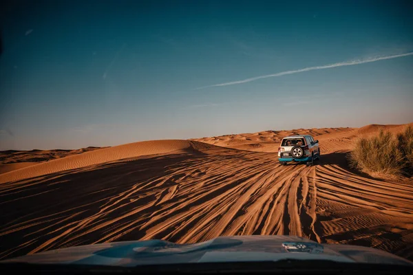 Tramonto Nel Deserto Sfondo Deserto Sabbia Rossa Tramonto Con Cielo — Foto Stock