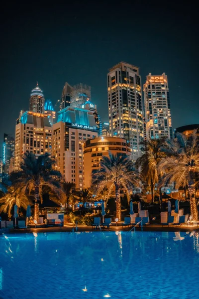 Ντουμπάι Downtown Night Scene Ηαε Όμορφα Μοντέρνα Κτίρια Λαμπερά Φώτα — Φωτογραφία Αρχείου
