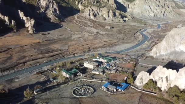 Заснеженная Вершина Гималаях Область Аннапурна Непал Около Пещеры Миларепа — стоковое видео