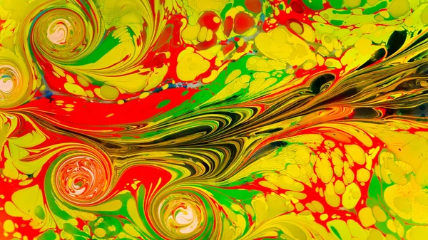 Marmerende Veelkleurige Wervelende Steenachtige Patronen Verf Drijvend Uitspreidend Het Oppervlak — Stockfoto