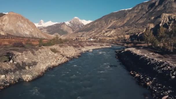 Pico Nevado Las Montañas Del Himalaya Región Annapurna Nepal Cerca — Vídeos de Stock