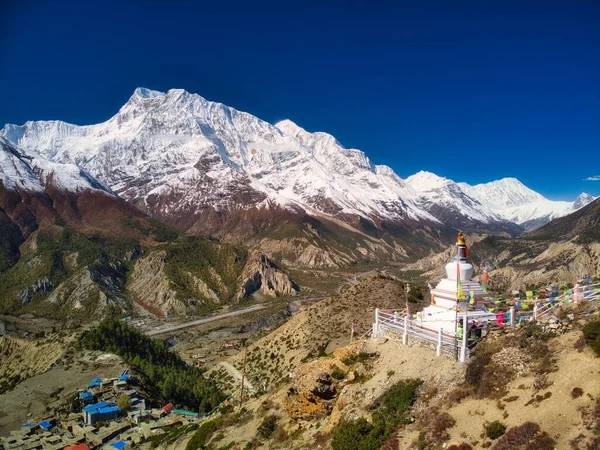 Pico Nevado Las Montañas Del Himalaya Región Annapurna Nepal Cerca — Foto de Stock