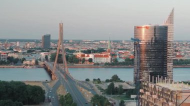 Old Riga, Riga Letonya başkentin tarihi merkez havadan görünümü