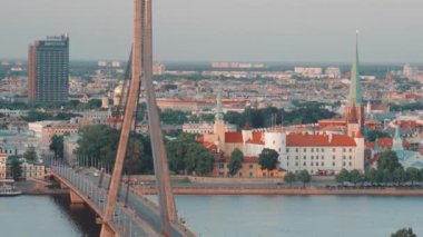 Old Riga, Riga Letonya başkentin tarihi merkez havadan görünümü