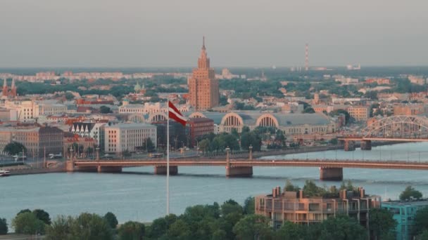 Vista Aérea Del Casco Antiguo Riga Centro Histórico Capital Letona — Vídeo de stock